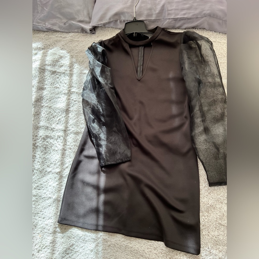 Black puff sleeve dress